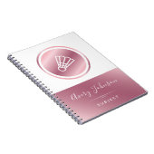Girls Badminton Pink Rose Gold Elegant Sport Thema Notitieboek (Rechterzijde)