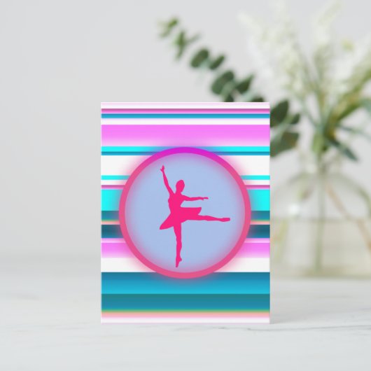 Girls Ballerina Dance Stripes Briefkaart (Staand voorkant)