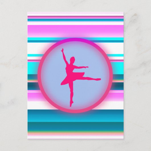 Girls Ballerina Dance Stripes Briefkaart (Voorkant)