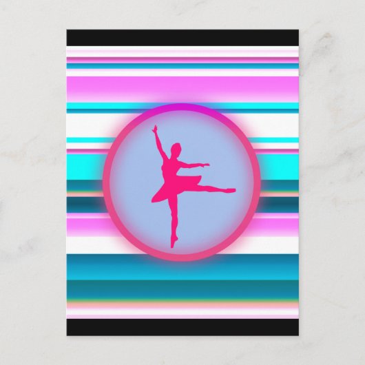 Girls Ballerina Dance Stripes Briefkaart (Voorkant)