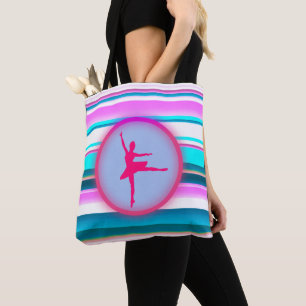 Girls Ballerina Dance Stripes Tote Bag