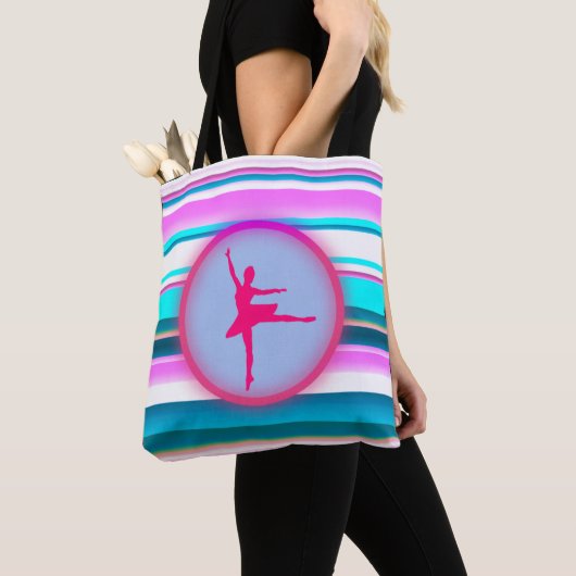 Girls Ballerina Dance Stripes Tote Bag (Dichtbij)