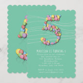 Girls Balloons Aqua 5e verjaardag Kaart (Voorkant / Achterkant)