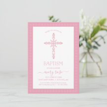 Girls Baptism, Christening Invitation w/Cross