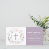 Girl's Baptism Invitation Kaart - Invite w/ Cross (Staand voorkant)