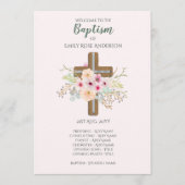 GIRLS Baptism Programme - Floral Cross Programmakaart (Voorkant)