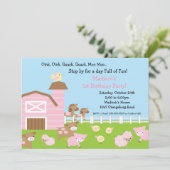 Girls Barn Animal Fun Birthday Party Kaart (Staand voorkant)