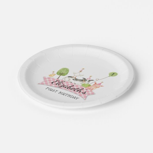 Girls Barnyard Birthday Party Papieren Bordje (Gekanteld)