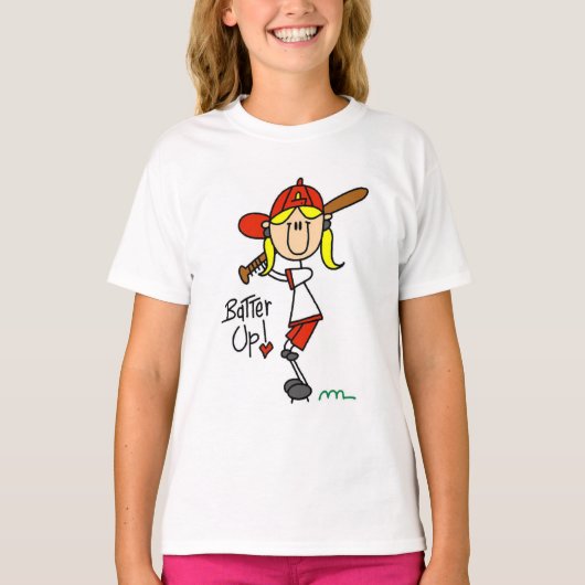 Girls Baseball Batter-up-shirts en cadeautjes T-shirt (Voorkant)