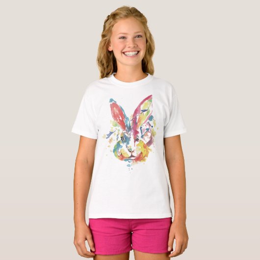 Girl's Basic T-Shirt - Rabbit (Voorkant volledig)