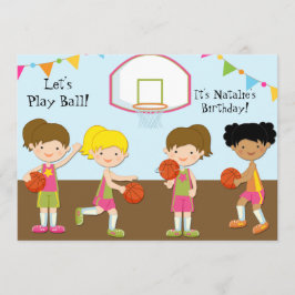 Girls Basketball Birthday 5x7 Uitnodiging