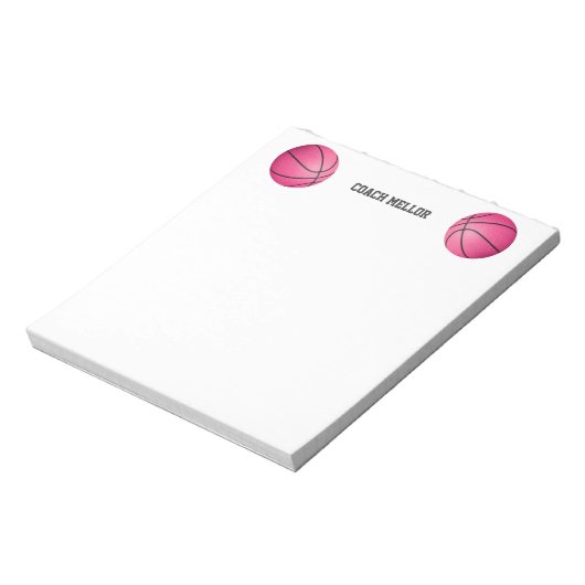 girl's basketball coach custom name notitieblok (Linkerzijde)