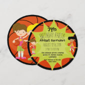 Girls Basketball Custom Birthday Ciritation Kaart (Voorkant / Achterkant)