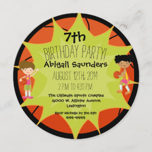 Girls Basketball Custom Birthday Ciritation Kaart