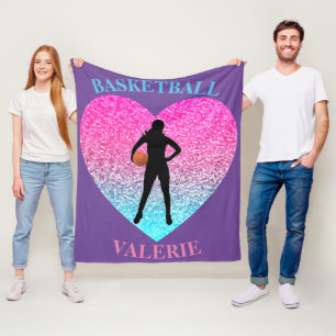 Girls Basketball Fleece Blanket