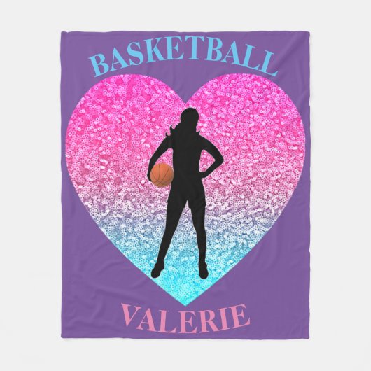 Girls Basketball Fleece Blanket (Voorkant)