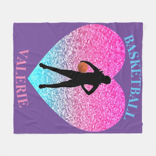 Girls Basketball Fleece Blanket (Voorkant (Horizontaal))