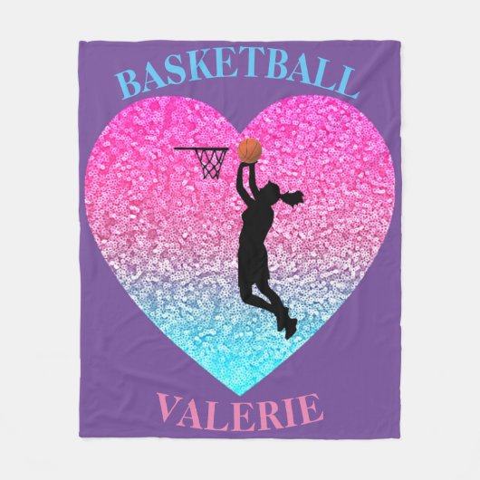 Girls Basketball Fleece Blanket (Voorkant)