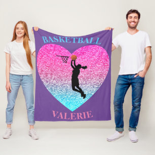 Girls Basketball Fleece Blanket Deken
