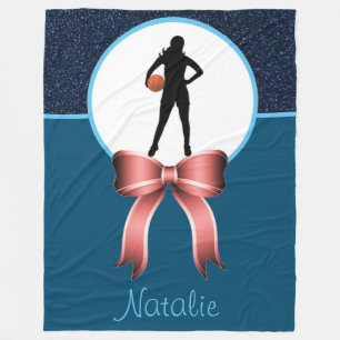 Girls Basketball Glitter en Bow Fleece Blanket Deken