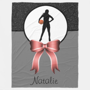 Girls Basketball Glitter en Bow Fleece Blanket Deken