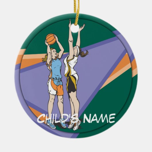 Girls Basketball Keramisch Ornament (Voorkant)