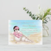 Girls Beach Baby shower Kaart (Staand voorkant)