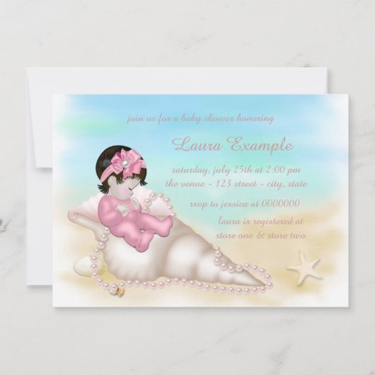 Girls Beach Baby shower Kaart (Voorkant)