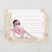 Girls Beach Baby shower Kaart (Voorkant / Achterkant)