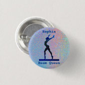 Girls Beam Queen Holographic Gymnastics Ronde Button 3,2 Cm (Voorkant /achterkant)
