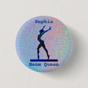 Girls Beam Queen Holographic Gymnastics Ronde Button 3,2 Cm