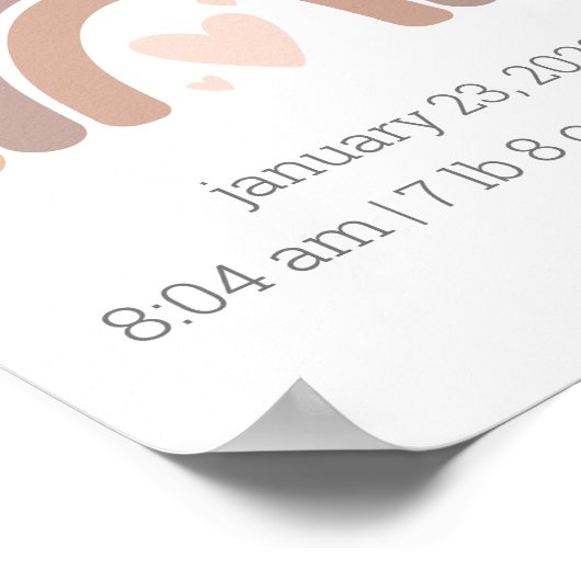 Girls Birth Stats Poster Personalized Rainbow (Hoek)