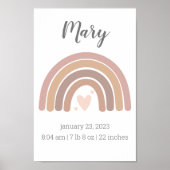 Girls Birth Stats Poster Personalized Rainbow (Voorkant)