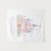 Girls Birthday Backdrop Princess Party Castle Wandkleed (Voorkant (horizontaal))