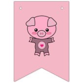 Girls Birthday Cute Colorful Pig Persoonlijke naam Vlaggetjes (Derde vlag)