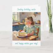 Girl's Birthday | Flowers and Cake Kaart (Voorkant)