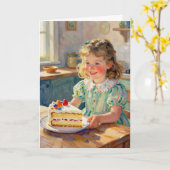 Girl's Birthday | Flowers and Cake Kaart (Gele Bloem)