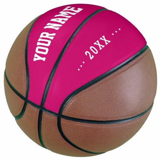 Girls Birthday gift idee aangepaste naam roze Basketbal (Schuin)