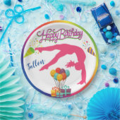 Girls Birthday Gymnastics Handspring Rainbow Trim Papieren Bordje (Feest)