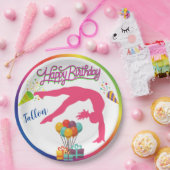 Girls Birthday Gymnastics Handspring Rainbow Trim Papieren Bordje (Feest)