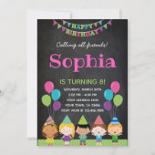 Girls Birthday Invitation Chalkboard Kaart (Voorkant)