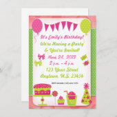 Girls Birthday Invitation Kaart (Voorkant / Achterkant)