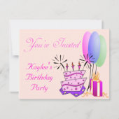 Girls Birthday Invite Kaart (Voorkant)