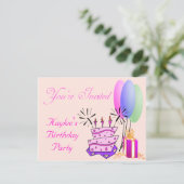 Girls Birthday Invite Kaart (Staand voorkant)