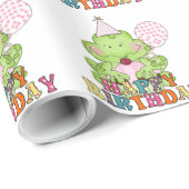 Girls Birthday kikker met ballonnen die papier ver (Rol Hoek)