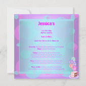 Girls Birthday Metallic Blue Paarse roze cirkels Kaart (Achterkant)