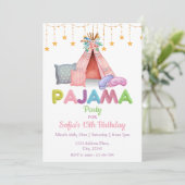 Girls Birthday Pajama Party - Uitnodiging (Staand voorkant)