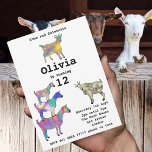 Girls Birthday Party Colorful Cute Goats Funny<br><div class="desc">Een collectie kleurrijke, psychedelische geiten in levendige roze, paars, blauw, oranje, geel en aqua met varkensgeit, baby en geiten die op geiten staan. Een schattige meerkleurige uitnodiging voor een dierfeest op het boerderij. Deze leuke uitnodiging van een boerderij is gemakkelijk te personaliseren om een unieke partijuitnodiging te creëer die geschikt...</div>