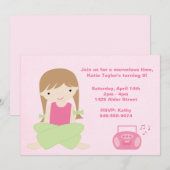 Girls Birthday Party Invitation Kaart (Voorkant / Achterkant)