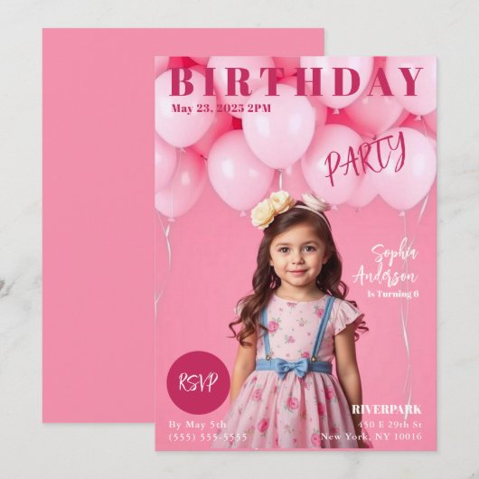 Girls Birthday Party Magazine Hoesje Kaart (Voorkant / Achterkant)